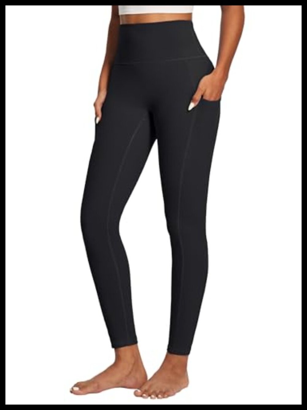 High Waist Tummy Control Leggings No Front Seam Yoga Pants with Pockets